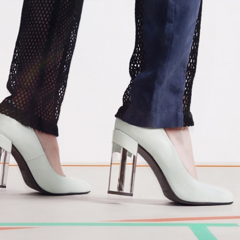 Miista London Eva Acrylic Heel Pastel Sky Blue‎ Block Heels Pumps Round toe